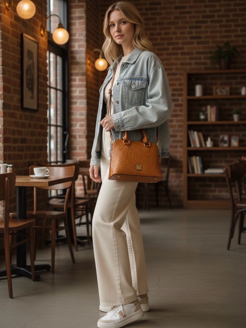 Dooney & Bourke Ostrich Cameron Satchel STYLE BOSTR1076CAKR Color Caramel